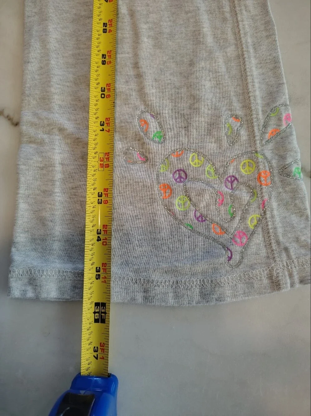 Nwot Justice Peace Love Gray Neon Color Silver Glitter Tank Pants Set Size 12